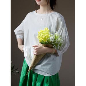 Crew Neck Cotton Oversized Tee Spring Casual Pullover