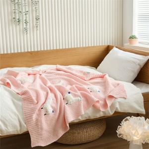 Stereo Sheep Embroidery Blanket Plain Short Knit Kid Throw