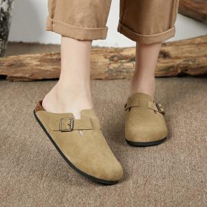 Buckle Straps Suede Slippers Summer Flat Sandals