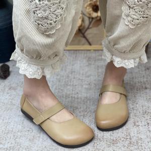 Hook and Loop Leather Doll Shoes Cozy Mary Jane Flats