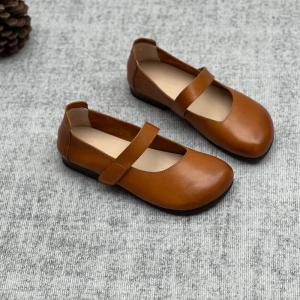 Hook and Loop Leather Doll Shoes Cozy Mary Jane Flats