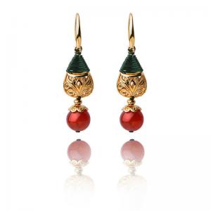 Traditional Red Agate Ethnic Earrings