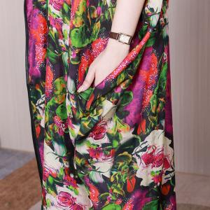 Boho Chic Colorful Cocoon Dress Printed Tied Coverup Dress