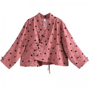Chinese Buttons Linen Designer Jacket Embroidery Dotted Jacket