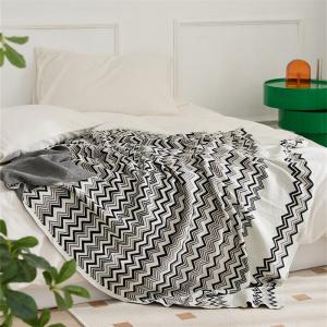 Wave Patterned Cotton Throw Cozy Couch Blanket for All Season