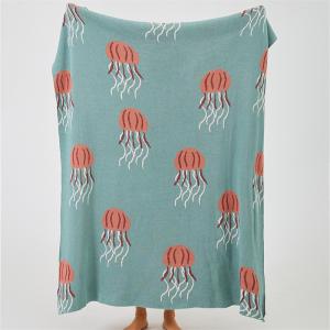 Jellyfish Pattern Knitting Blanket Modern Cotton Cozy Throw
