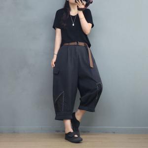 Street Chic Cotton Cargo Pants Patchwork Embroidery Pants