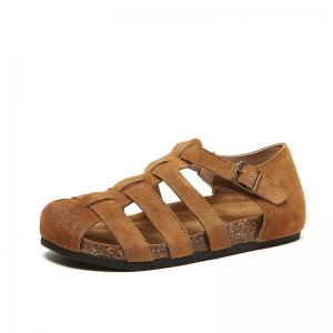Hollow Out Suede Leather Fisherman Sandals for Women