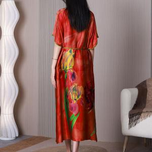 Heavy Silk Printed Tied Dress Modest Office Dress