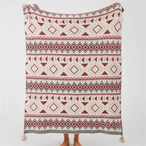 Tassel Pendant Bohemian Blanket Geometric Patterns Knit Throw