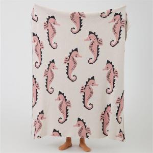 Cartoon Seahorses Cotton Children Blanket