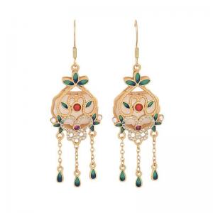 Modern Chinese Fashion Tassel Earrings Enamel Beads Jewelry
