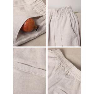 Cozy Breathable Linen Trousers Straight Legs Loose Pants