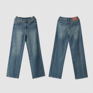 90s Fashion Floor-Length Jeans Ladies Stone Wash Jeans