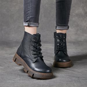 Grunge Style Chunky Heels Boots Patent Leather Martin Boots