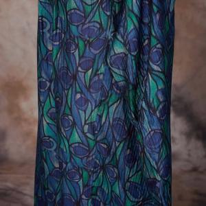 Long Sleeves Flouncing Blue Dress Applique Designer Dress
