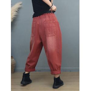 80s Fashion Stone Wash Jeans Hippie Casual Carrot Jeans