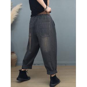 80s Fashion Stone Wash Jeans Hippie Casual Carrot Jeans