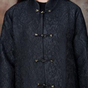 Big Pocket Jacquard Eastern Black Coat