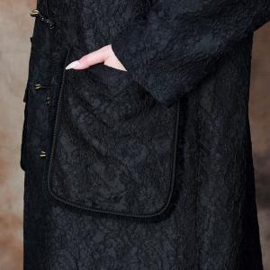 Big Pocket Jacquard Eastern Black Coat