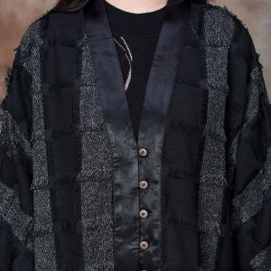 Black and Gray Checkered Tassel Coat