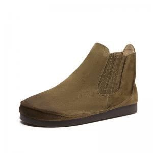Round Toe Soft Leather Cozy Chelsea Boots