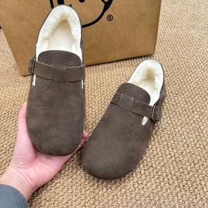 Plush Lined Leather Winter Slip-On Flats