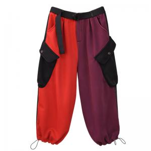 Purple and Red Fleeced Adjustable Cargo Pants