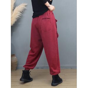 Sports Style Front Pockets Cotton Sweat Pants