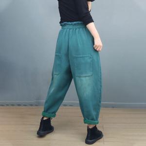 Winter Embroidery Fleeced High Rise Pants