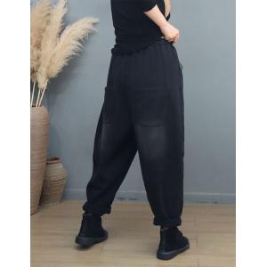 Letter Patchwork Fleeced Pull-On Sweat Pants