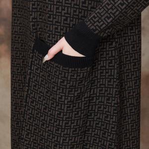 Business Elegant Straight Pocket Wool Shift Dress