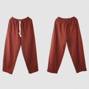 Reddish Brown Cotton Fleeced Jogging Pants