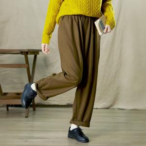 Coffee Wool Blend Tweed Trousers