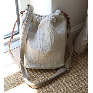 Linen Jacquard Drawstring Bucket Bag