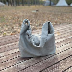 Preppy Style Cotton Solid Shoulder Bag
