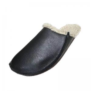 Wide Toe Leather Winter Flat Slippers