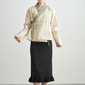 Stand Collar Side Tied Eastern Quilted Kimono