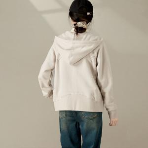 Sports Style Cotton Fleeced Hoodie Jacket for Women