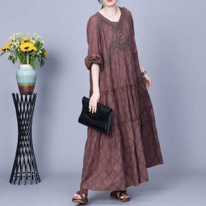 Bohemia Style Cotton Flowing Embroidery Cottagecore Dress