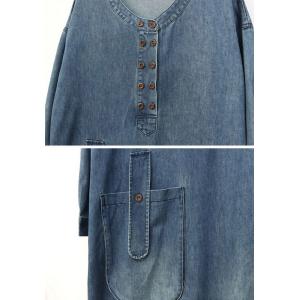 Y-Neck Original Pocket Loose Midi Jean Dress