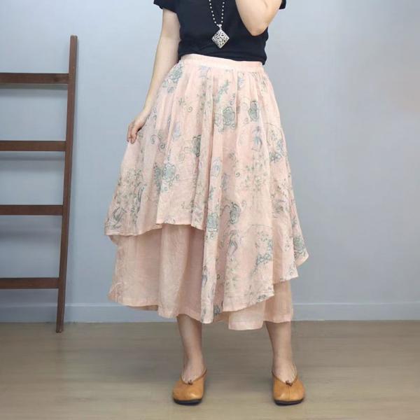 Layered Embroidery Wide Leg Pant Skirt