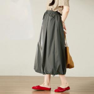 High Waist Gray A-Line Bud Skirt