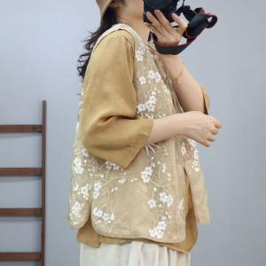 Chinese Buttons Embroidery Lace Vest