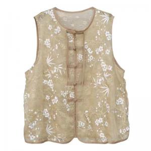 Chinese Buttons Embroidery Lace Vest