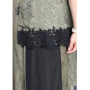 Jacquard Crochet Lace Asymmetrical Waistcoat with Palazzo Pants