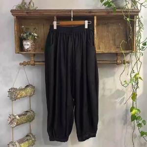 Linen and Mulberry Silk Loose High Rise Harem Pants