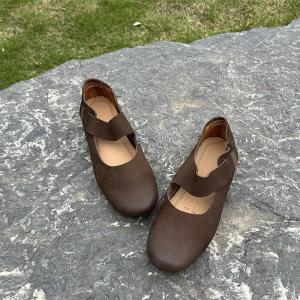 Soft Leather Slip-On Mary Jane Ballet Flats