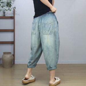 Summer Style Baggy Stone Wash Cropped Jeans