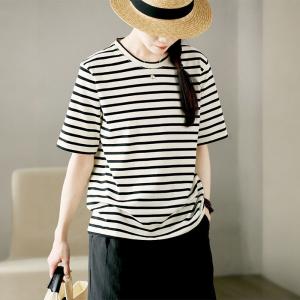 Comfy Casual Black Striped Lazy Day T-shirt